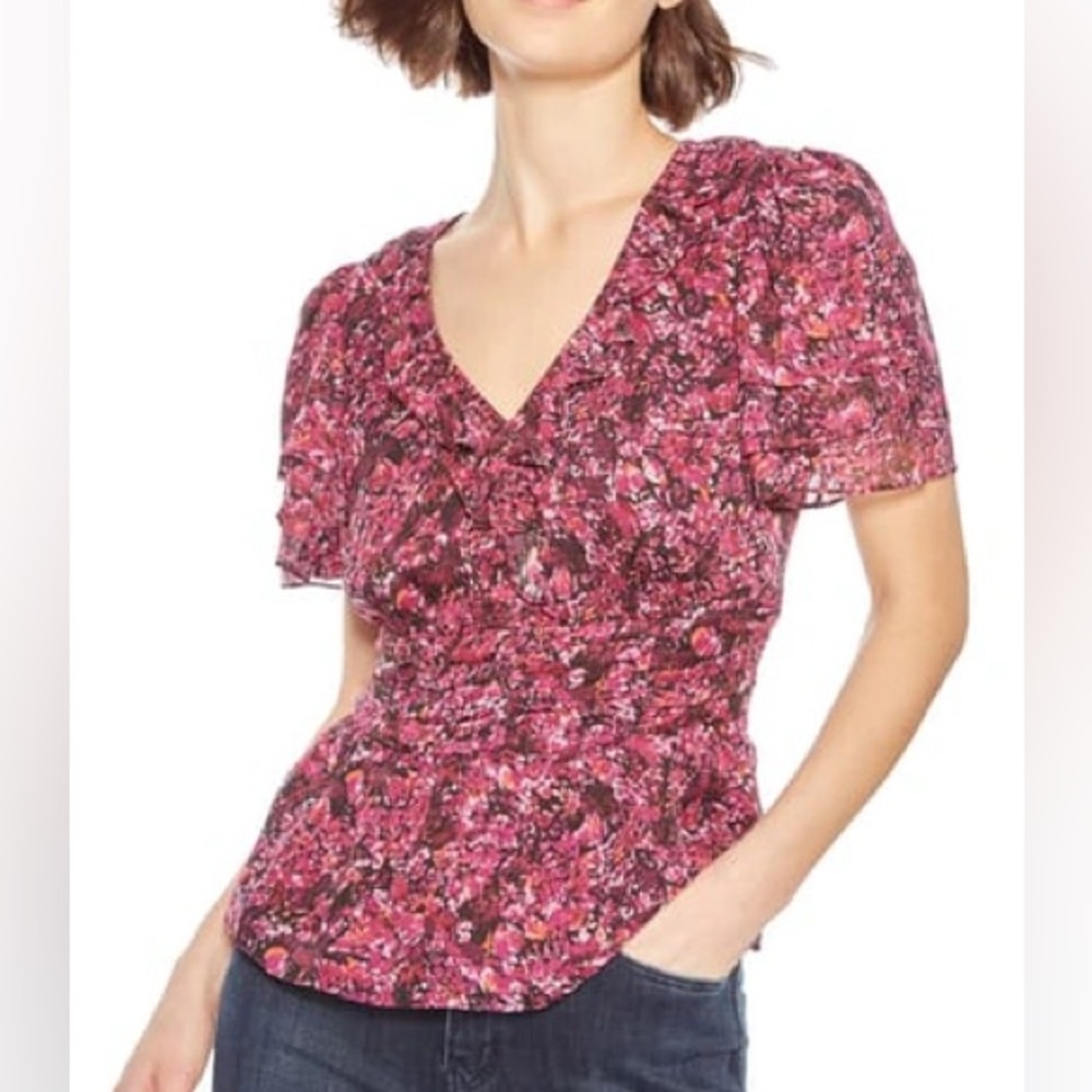 NWT Parker V Neck Ruffle Blouse